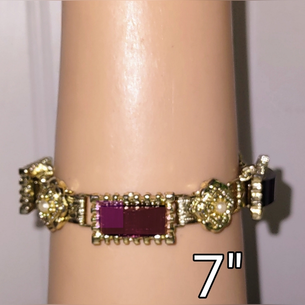 Rectangle Garnet Jeweled Bracelet